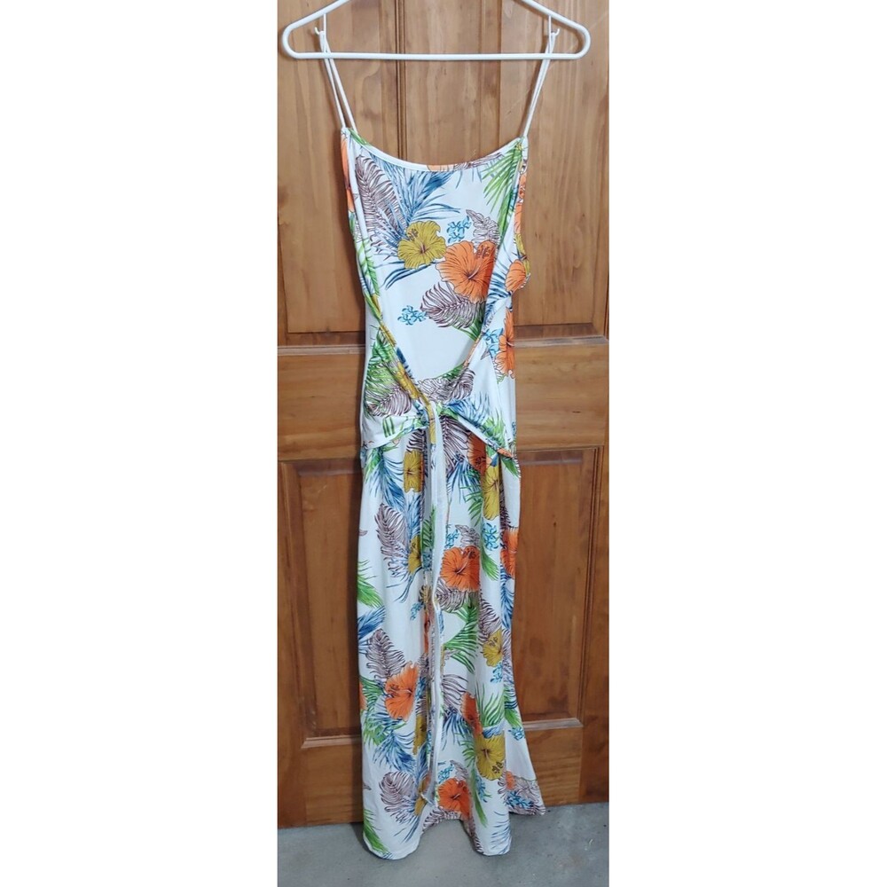 Shein Dress 3XL White Floral Long Strappy Tie Waist XL